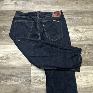 True Religion Phantom Dark Wash Blue Mens 36x25 USA Flag Patch‎ Button Fly Jeans